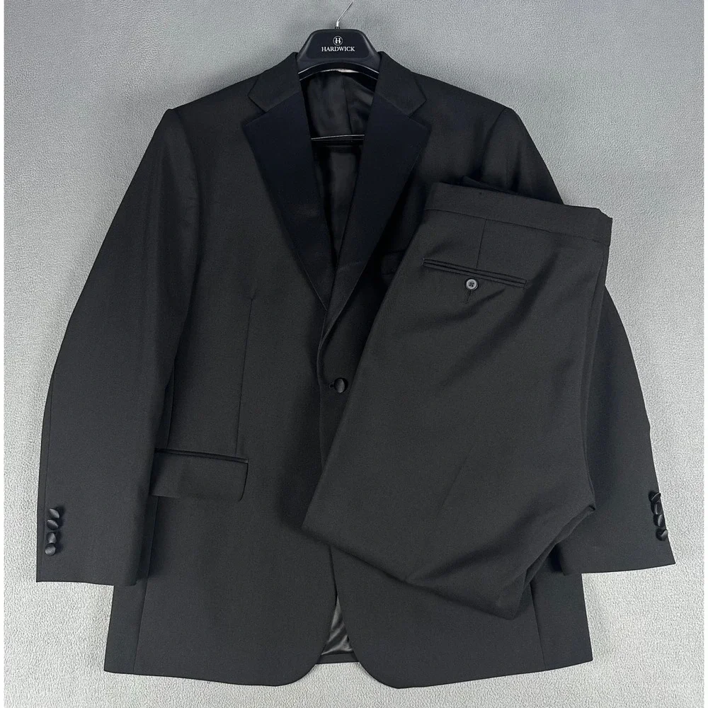 Hardwick Tuxedo Mens 44 Regular Black Worsted Wool 36x30 Pants USA Made